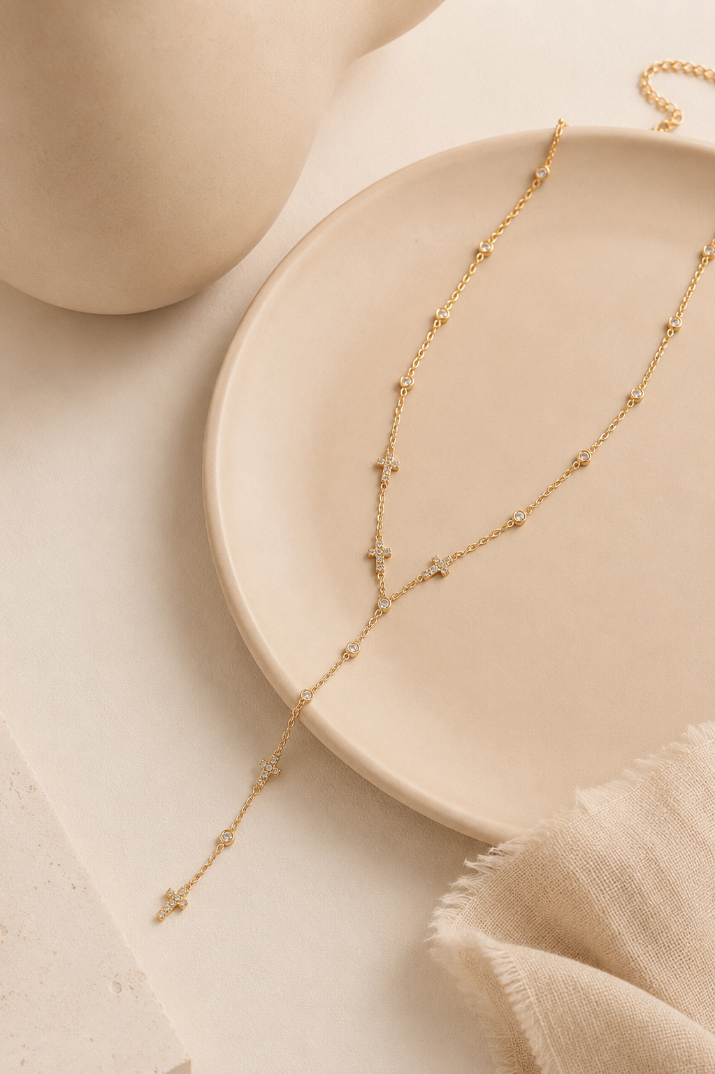 Flow - collier long en Y avec pendentif en croix