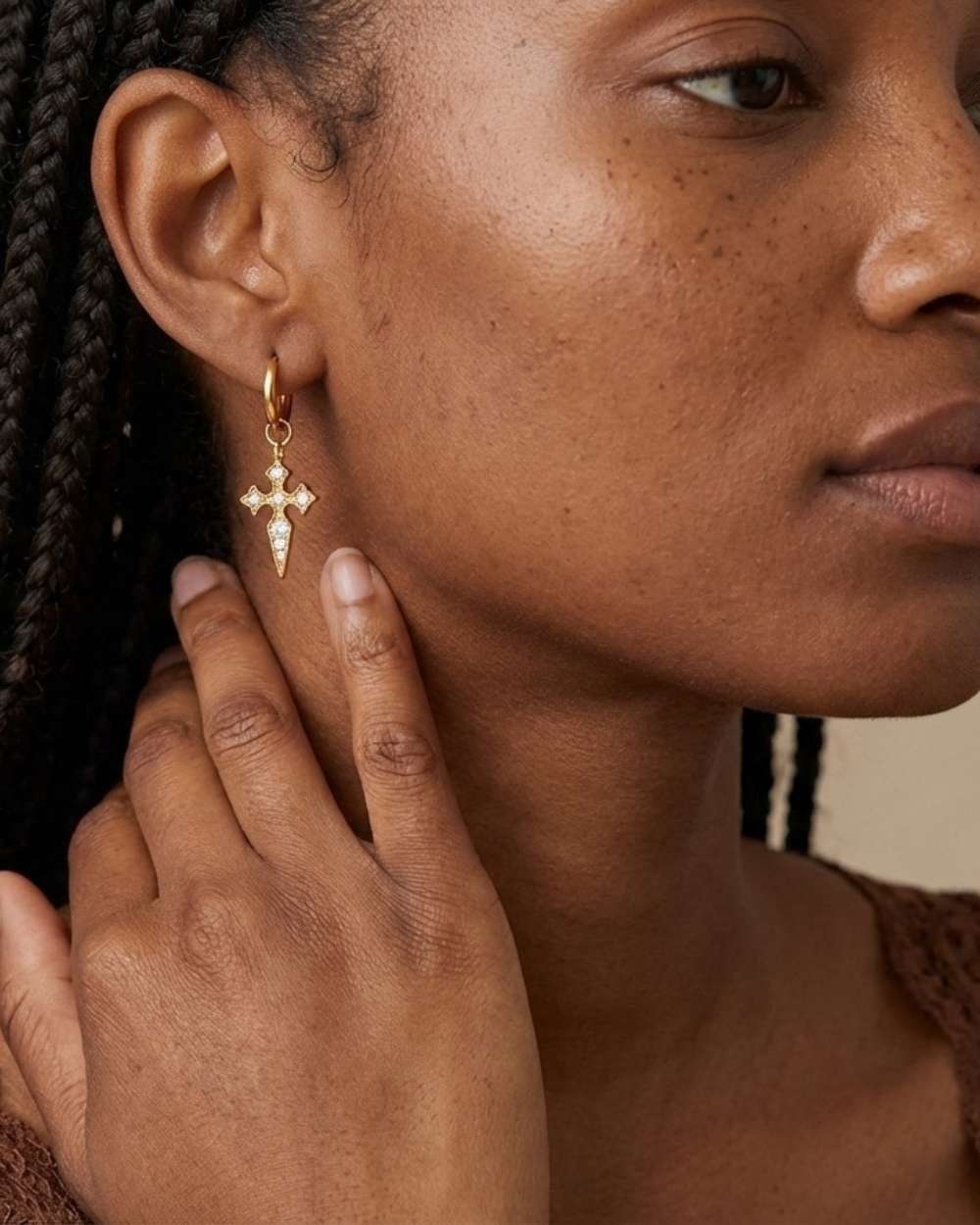 Parure Divine – ensemble Collier, Bracelet & Boucles en croix