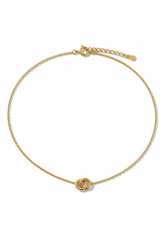 Infinity [lisse] - collier avec deux cerceaux plaqué or