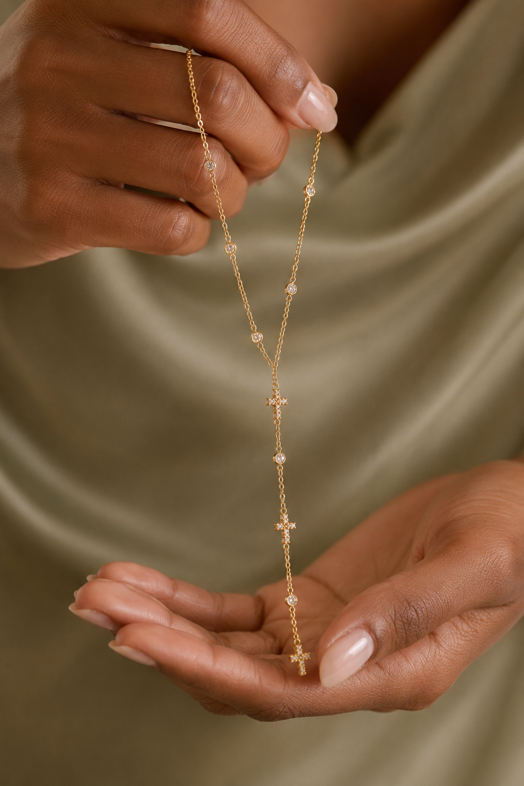 Flow - collier long en Y avec pendentif en croix