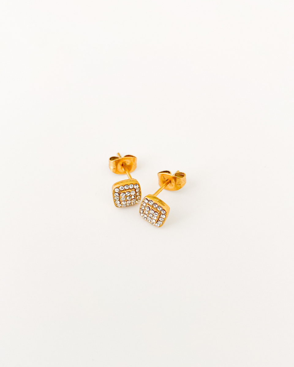 Bague Femme T58 - Carré Fleur Pavé De Diamants CZ - Plaqué Or 18K Laminé - Neuve Avec étiquettes