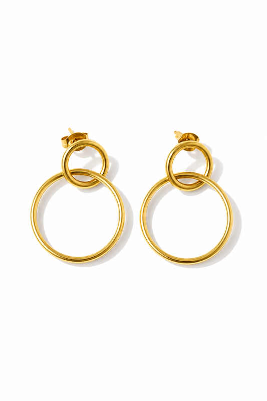 Infinity - boucle d´oreille avec double cerceau plaquée or