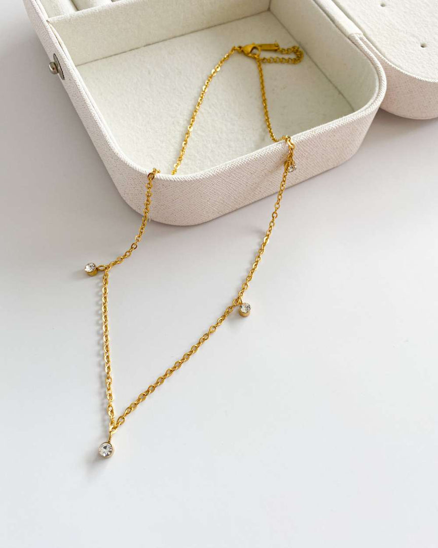 Soleila - collier multi pendentifs diamant plaqué or