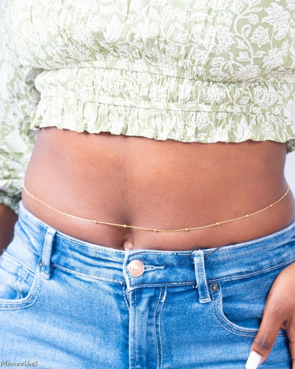 Loketo - Chaine de rein avec petites billes plaquée or