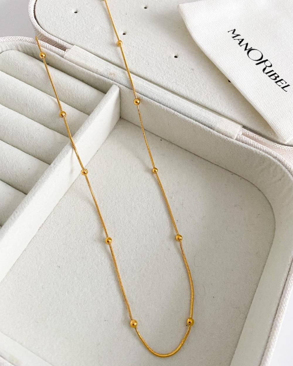 Loketo - Chaine de rein avec petites billes plaquée or