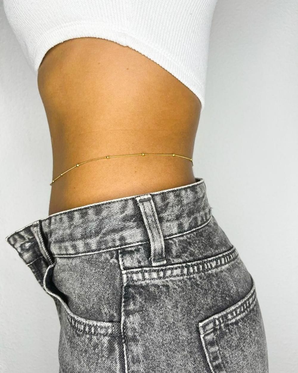 Loketo - Chaine de rein avec petites billes plaquée or