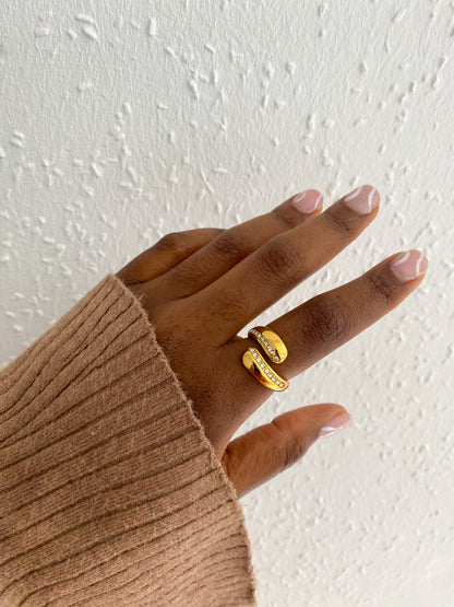 Kylie [brillante] - bague anneau ouvert plaquée or