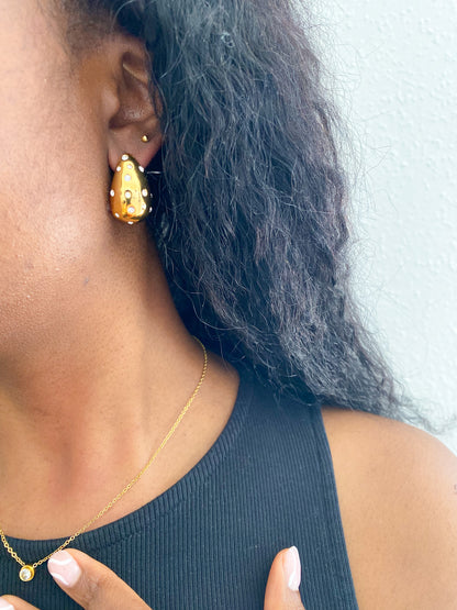 Kylie [brillante] - boucle d´oreille goutte d´eau plaquée or