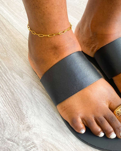 Chevillière larges chaines plaquée or