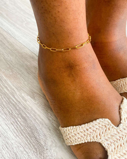 Chevillière larges chaines plaquée or