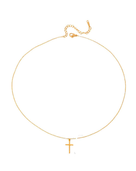Aura - collier croix dorée minimaliste