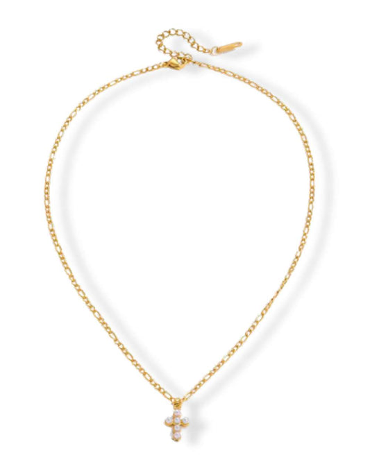 Essence - collier pendentif croix perlée