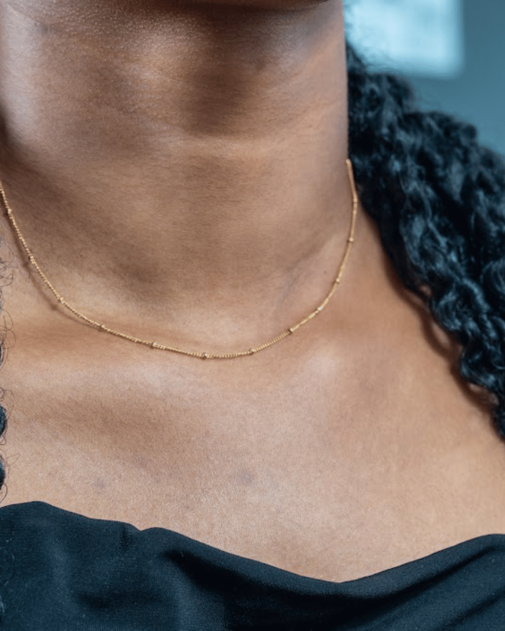 Collier mini billes plaqué or