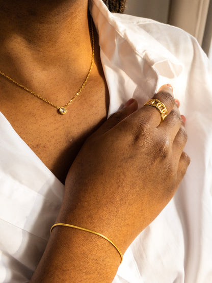 Collier diamant unique plaqué or